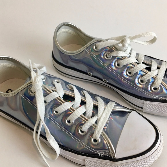 Converse Shoes - CONVERSE All Star metallic silver sneakers low 7